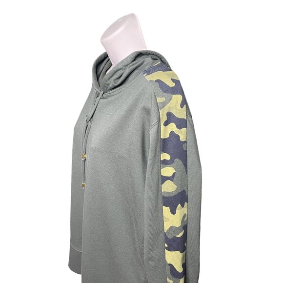 Michael Kors Womens Hoodie Sweatshirt Army Green Camouflage Sleeves Size S u - Picture 6 of 13